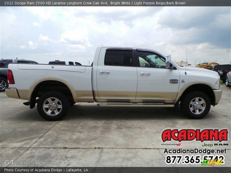 Bright White / Light Pebble Beige/Bark Brown 2012 Dodge Ram 2500 HD Laramie Longhorn Crew Cab 4x4