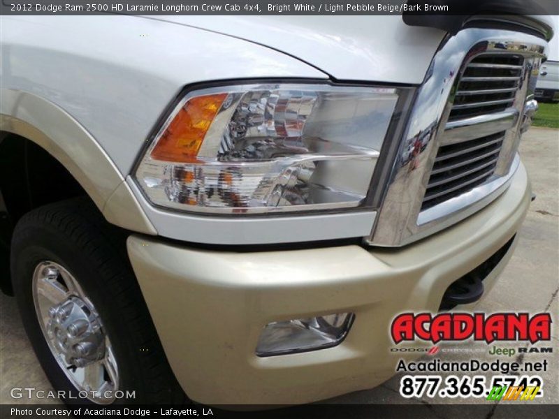 Bright White / Light Pebble Beige/Bark Brown 2012 Dodge Ram 2500 HD Laramie Longhorn Crew Cab 4x4