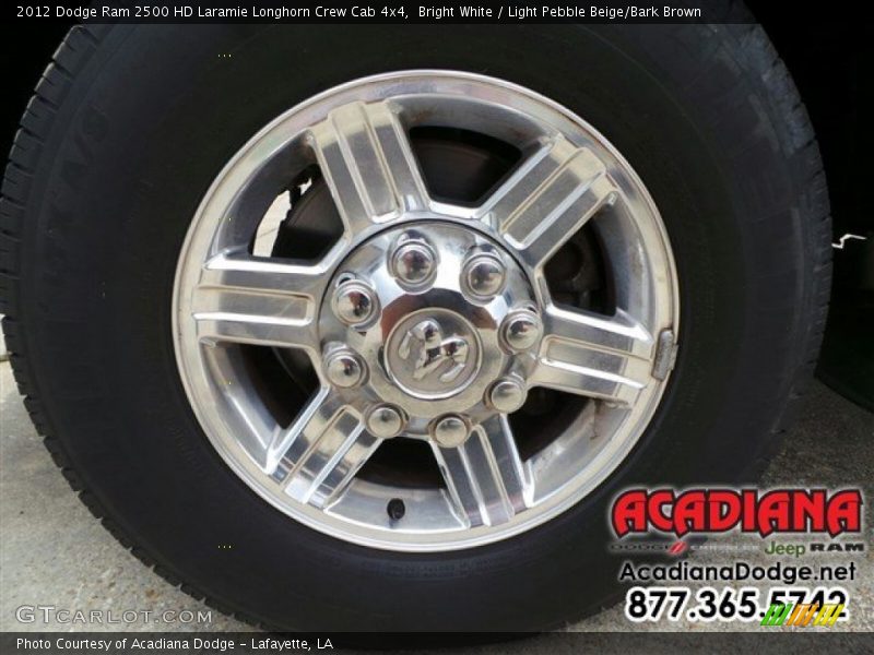 Bright White / Light Pebble Beige/Bark Brown 2012 Dodge Ram 2500 HD Laramie Longhorn Crew Cab 4x4