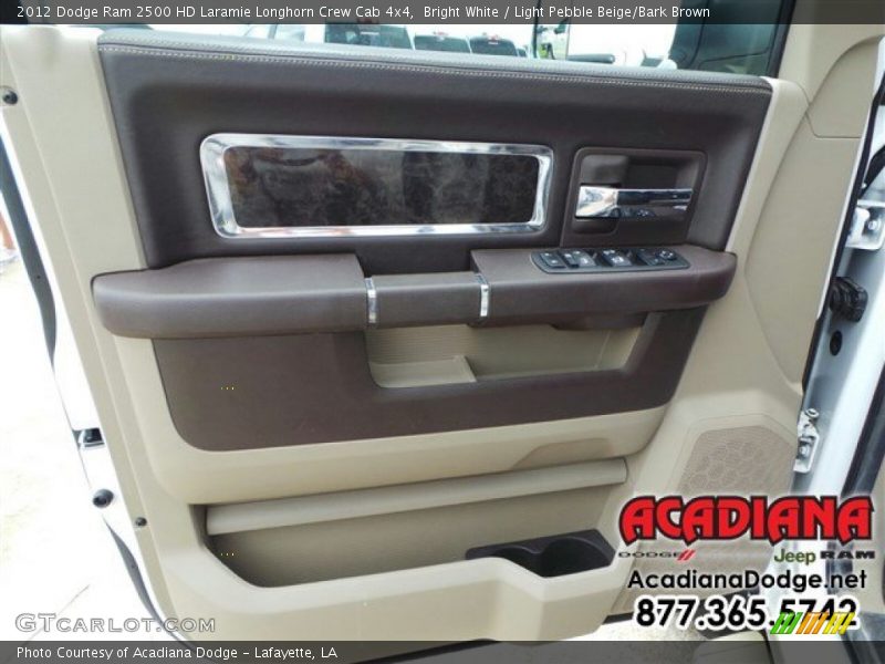 Bright White / Light Pebble Beige/Bark Brown 2012 Dodge Ram 2500 HD Laramie Longhorn Crew Cab 4x4