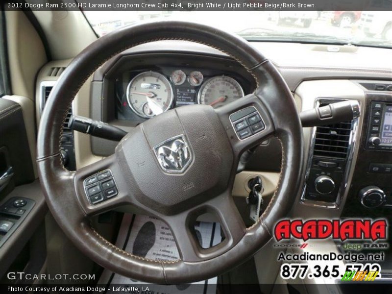 Bright White / Light Pebble Beige/Bark Brown 2012 Dodge Ram 2500 HD Laramie Longhorn Crew Cab 4x4