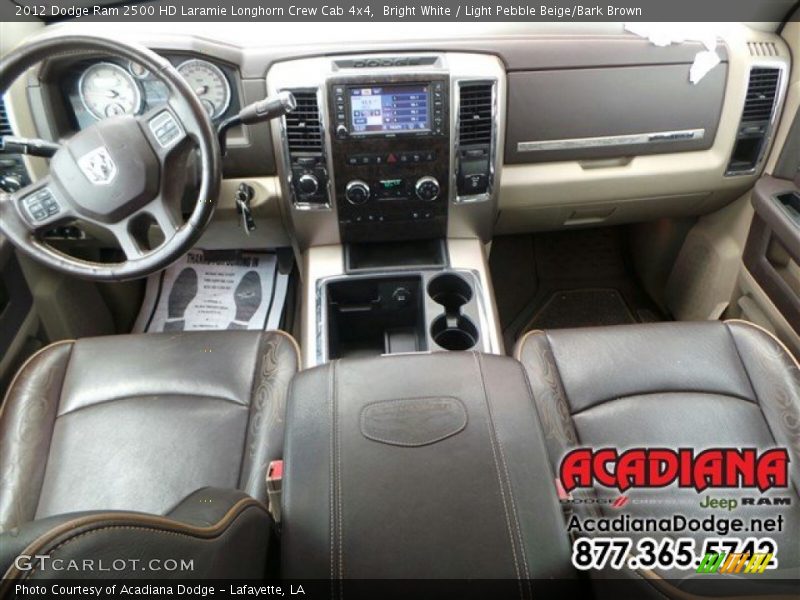 Bright White / Light Pebble Beige/Bark Brown 2012 Dodge Ram 2500 HD Laramie Longhorn Crew Cab 4x4