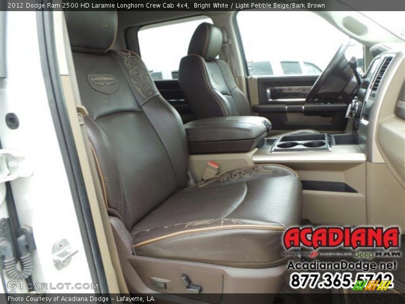 Bright White / Light Pebble Beige/Bark Brown 2012 Dodge Ram 2500 HD Laramie Longhorn Crew Cab 4x4