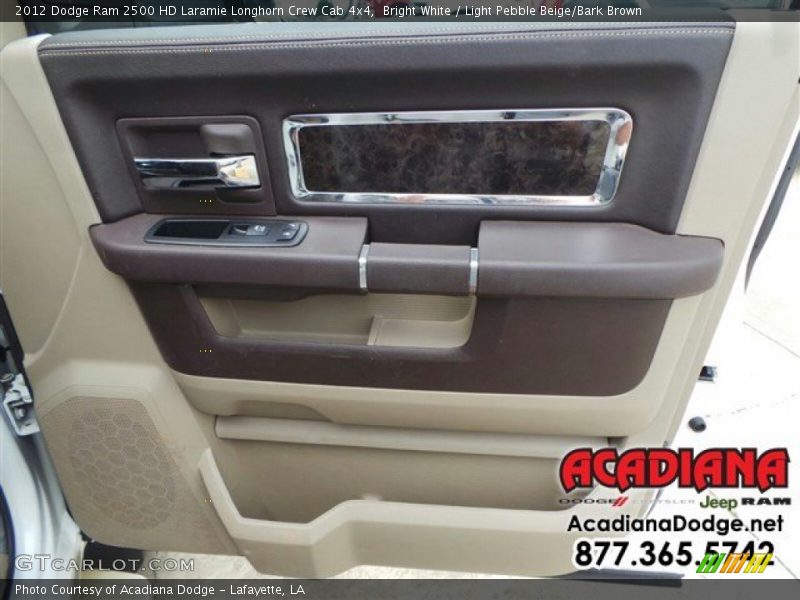 Bright White / Light Pebble Beige/Bark Brown 2012 Dodge Ram 2500 HD Laramie Longhorn Crew Cab 4x4