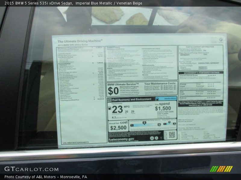 Imperial Blue Metallic / Venetian Beige 2015 BMW 5 Series 535i xDrive Sedan