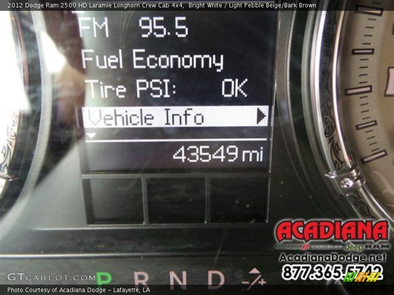 Bright White / Light Pebble Beige/Bark Brown 2012 Dodge Ram 2500 HD Laramie Longhorn Crew Cab 4x4