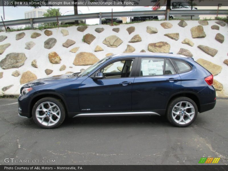 Midnight Blue Metallic / Oyster/Orange-Black Piping 2015 BMW X1 xDrive28i