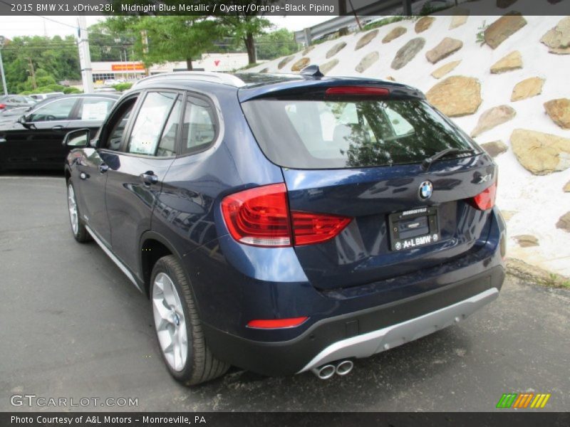 Midnight Blue Metallic / Oyster/Orange-Black Piping 2015 BMW X1 xDrive28i