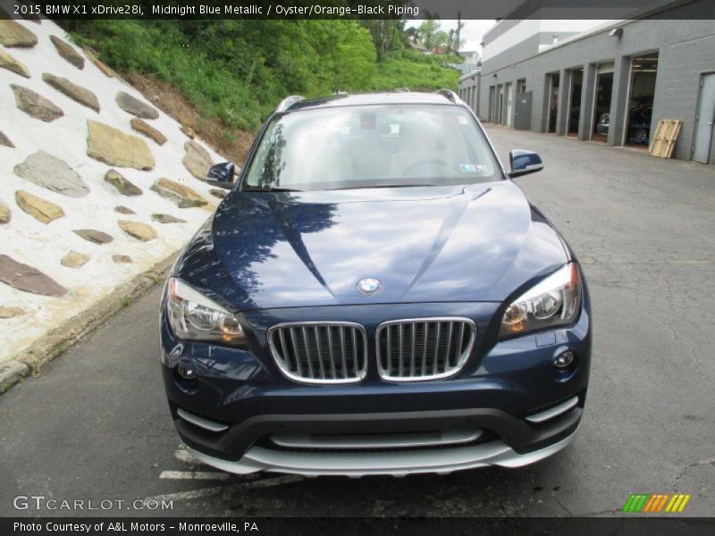 Midnight Blue Metallic / Oyster/Orange-Black Piping 2015 BMW X1 xDrive28i