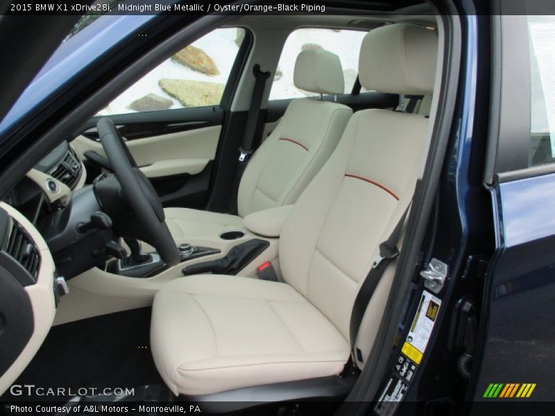 Midnight Blue Metallic / Oyster/Orange-Black Piping 2015 BMW X1 xDrive28i