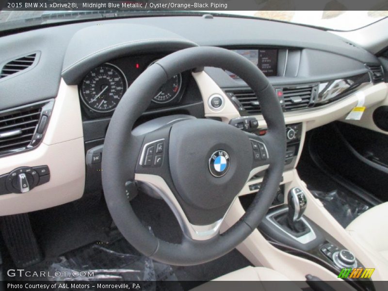 Midnight Blue Metallic / Oyster/Orange-Black Piping 2015 BMW X1 xDrive28i