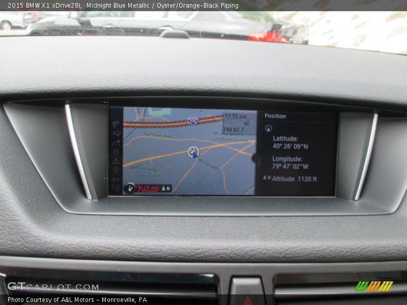 Midnight Blue Metallic / Oyster/Orange-Black Piping 2015 BMW X1 xDrive28i