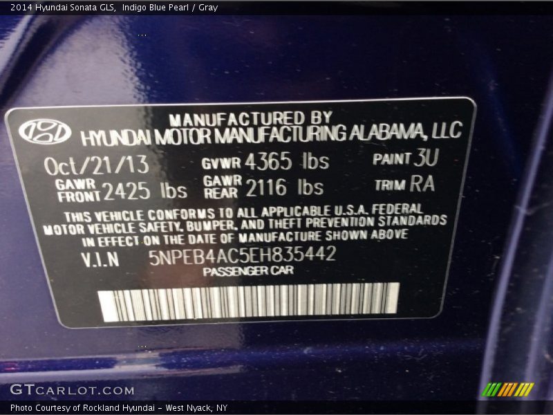 Indigo Blue Pearl / Gray 2014 Hyundai Sonata GLS