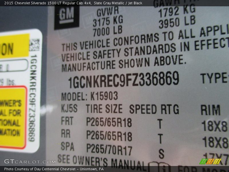 Slate Gray Metallic / Jet Black 2015 Chevrolet Silverado 1500 LT Regular Cab 4x4