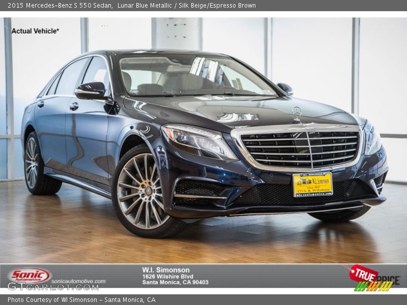 Lunar Blue Metallic / Silk Beige/Espresso Brown 2015 Mercedes-Benz S 550 Sedan