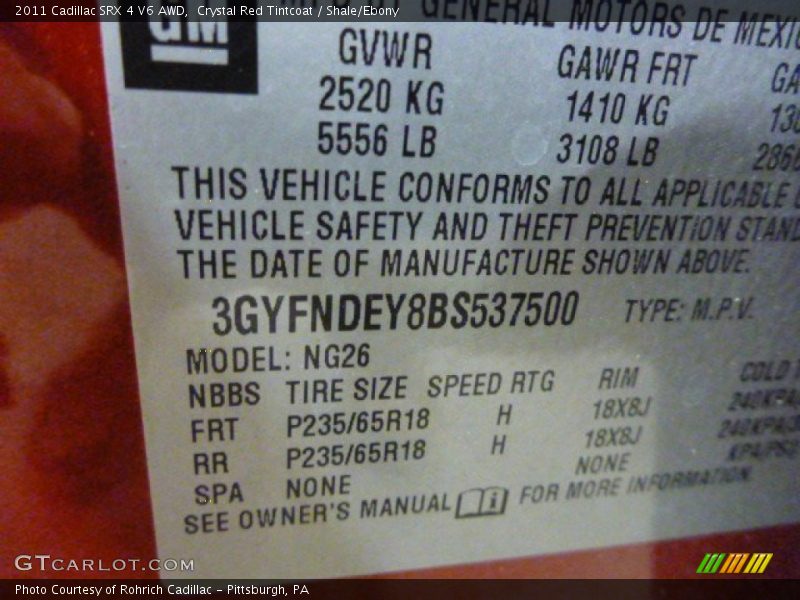 Crystal Red Tintcoat / Shale/Ebony 2011 Cadillac SRX 4 V6 AWD