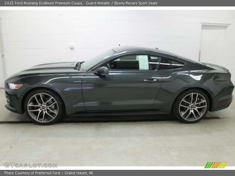 Guard Metallic / Ebony Recaro Sport Seats 2015 Ford Mustang EcoBoost Premium Coupe