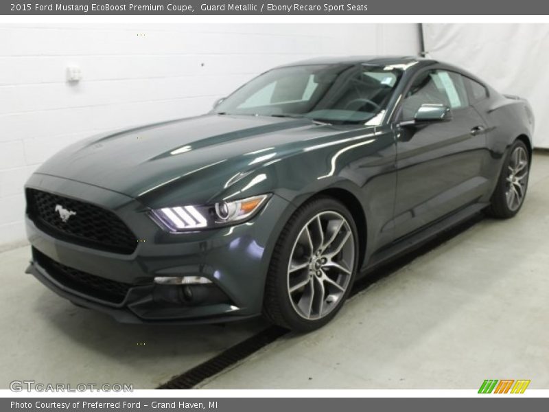 Guard Metallic / Ebony Recaro Sport Seats 2015 Ford Mustang EcoBoost Premium Coupe