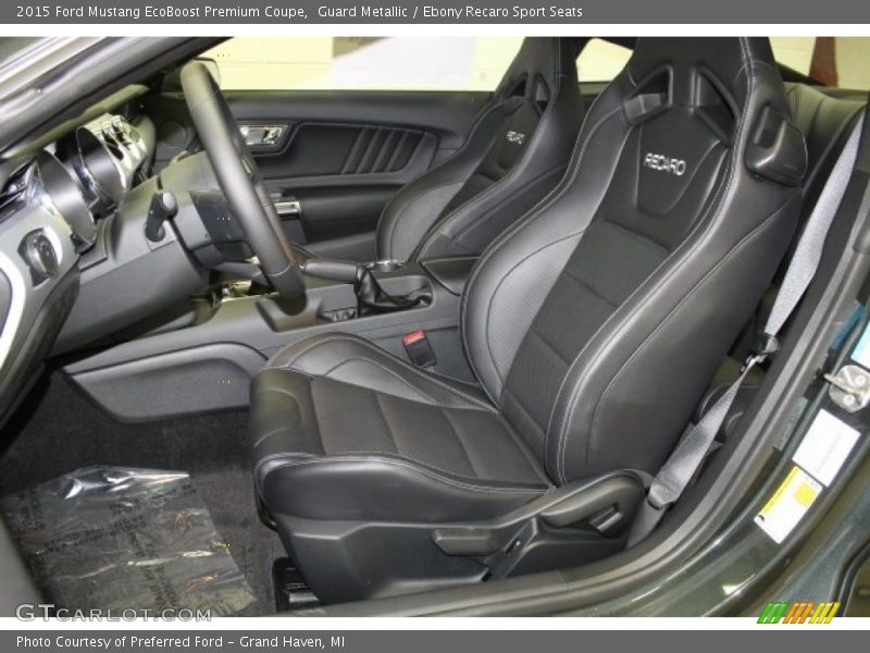 Guard Metallic / Ebony Recaro Sport Seats 2015 Ford Mustang EcoBoost Premium Coupe