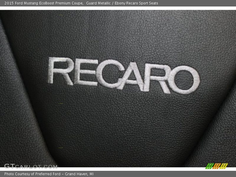 Guard Metallic / Ebony Recaro Sport Seats 2015 Ford Mustang EcoBoost Premium Coupe