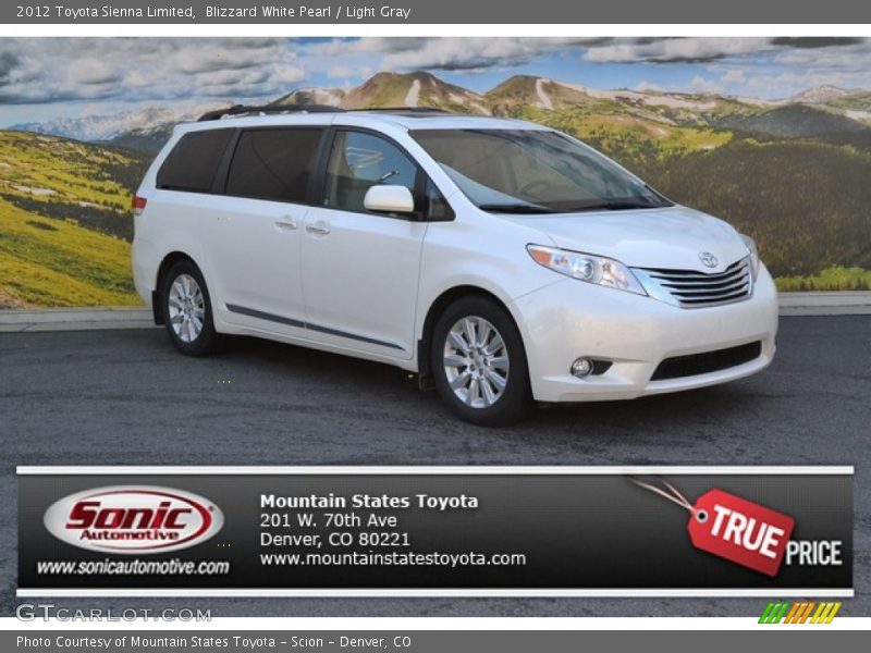 Blizzard White Pearl / Light Gray 2012 Toyota Sienna Limited