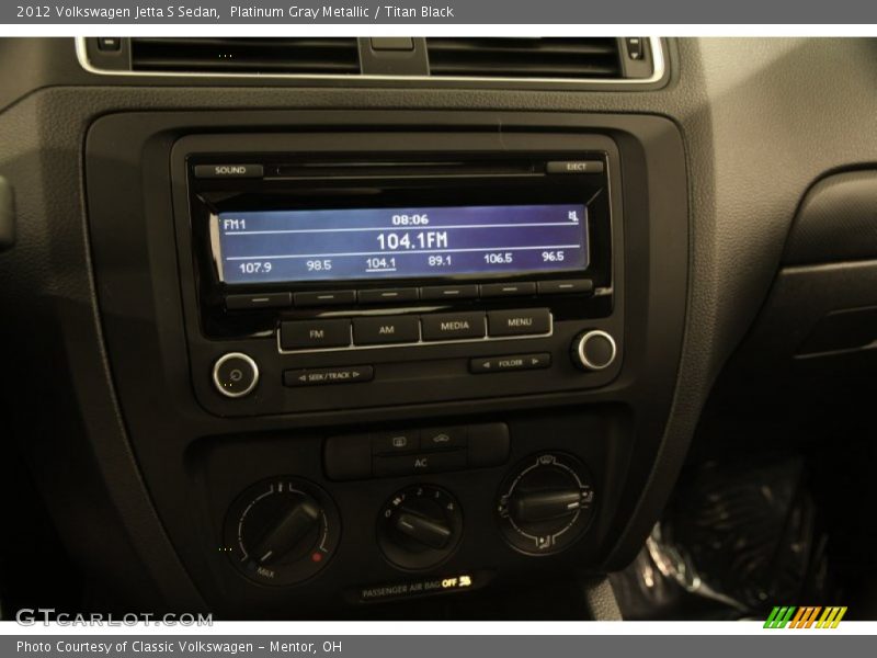 Platinum Gray Metallic / Titan Black 2012 Volkswagen Jetta S Sedan