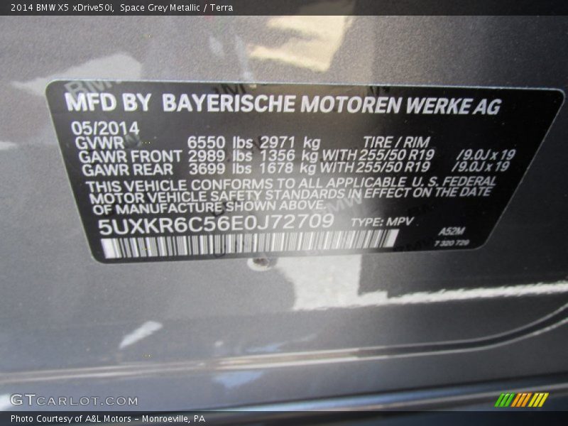 2014 X5 xDrive50i Space Grey Metallic Color Code A52