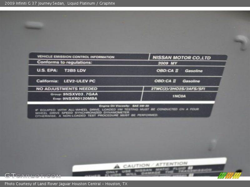 Liquid Platinum / Graphite 2009 Infiniti G 37 Journey Sedan
