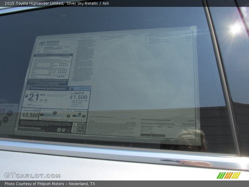 Silver Sky Metallic / Ash 2015 Toyota Highlander Limited