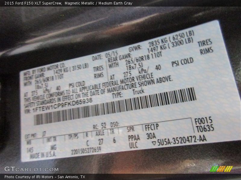 Magnetic Metallic / Medium Earth Gray 2015 Ford F150 XLT SuperCrew