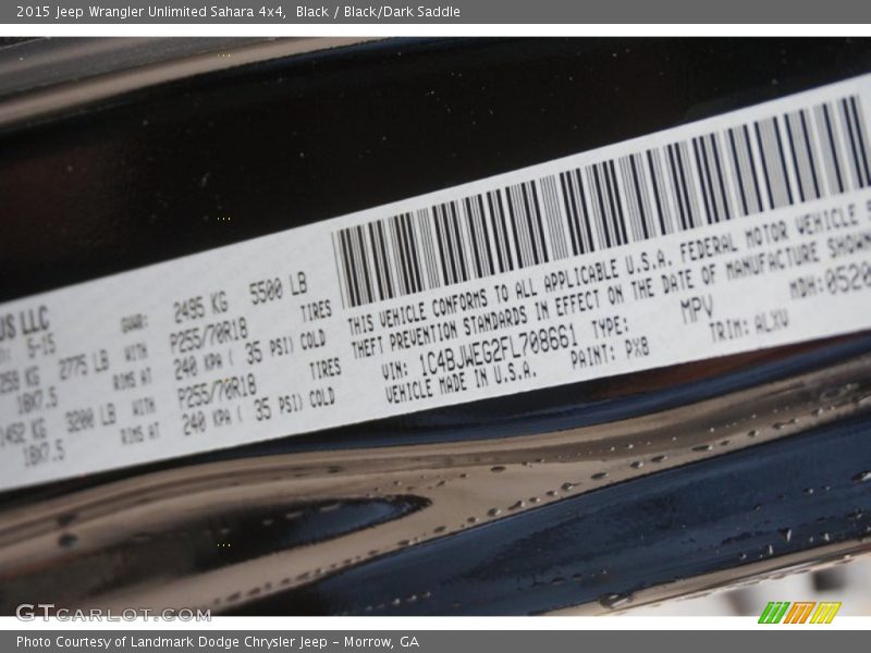 Black / Black/Dark Saddle 2015 Jeep Wrangler Unlimited Sahara 4x4