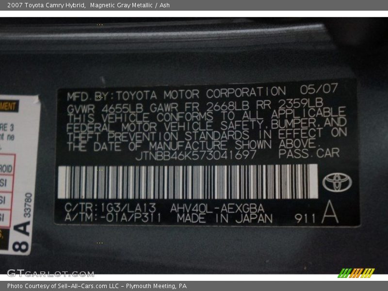 Magnetic Gray Metallic / Ash 2007 Toyota Camry Hybrid
