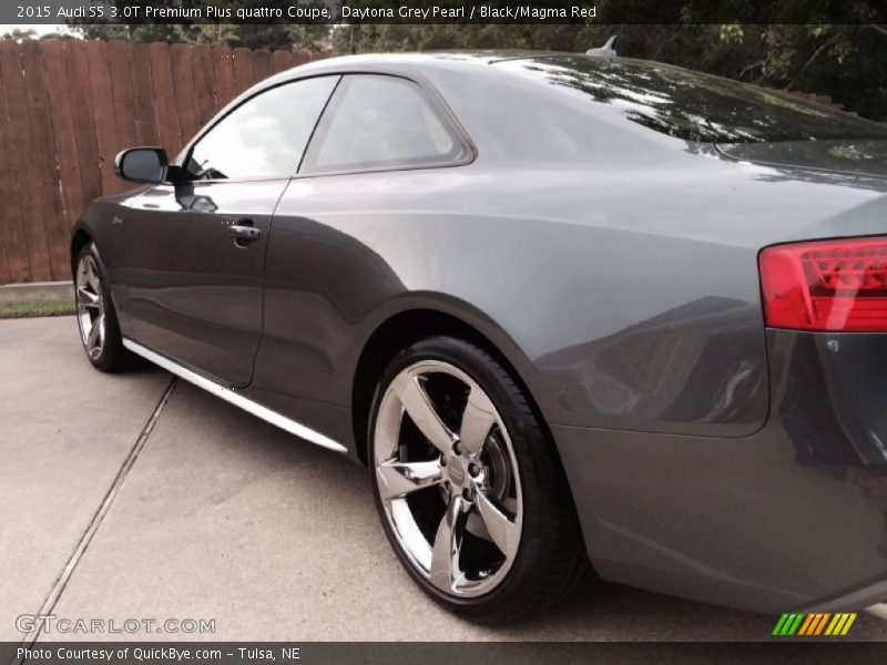 Daytona Grey Pearl / Black/Magma Red 2015 Audi S5 3.0T Premium Plus quattro Coupe