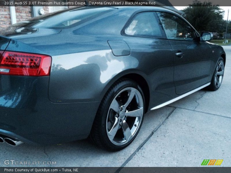Daytona Grey Pearl / Black/Magma Red 2015 Audi S5 3.0T Premium Plus quattro Coupe