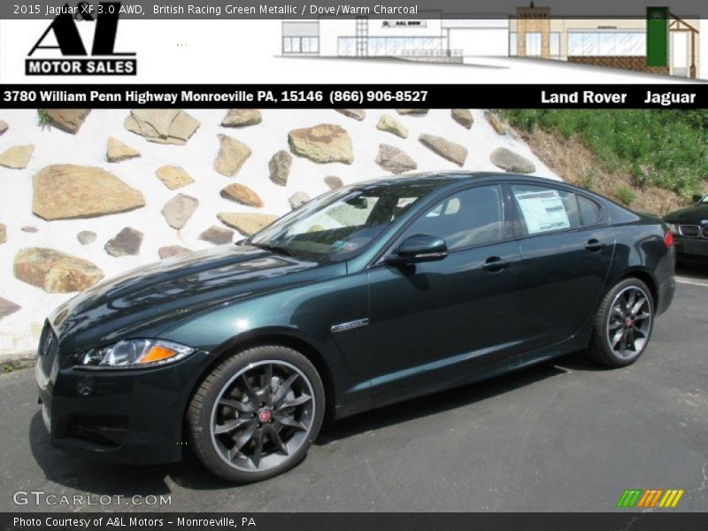 British Racing Green Metallic / Dove/Warm Charcoal 2015 Jaguar XF 3.0 AWD