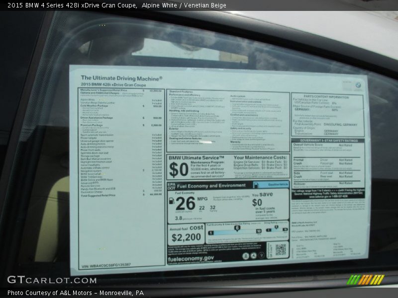 Alpine White / Venetian Beige 2015 BMW 4 Series 428i xDrive Gran Coupe
