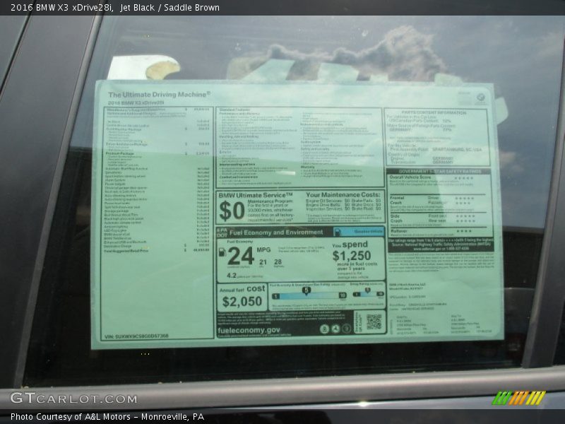 Jet Black / Saddle Brown 2016 BMW X3 xDrive28i