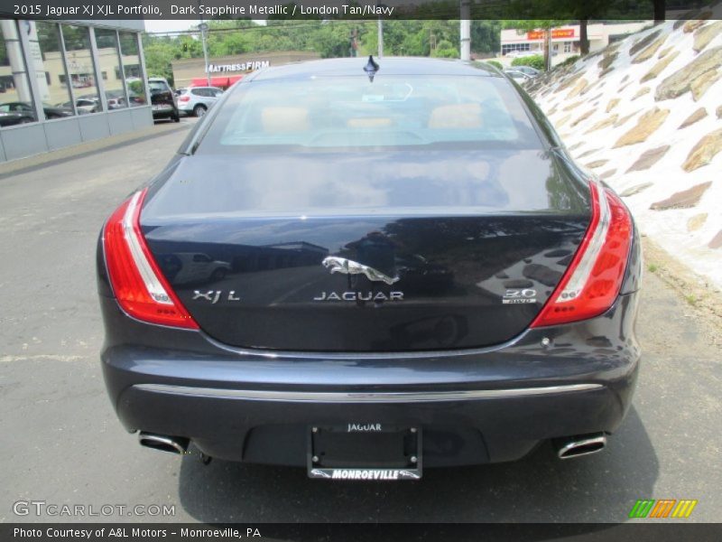 Dark Sapphire Metallic / London Tan/Navy 2015 Jaguar XJ XJL Portfolio