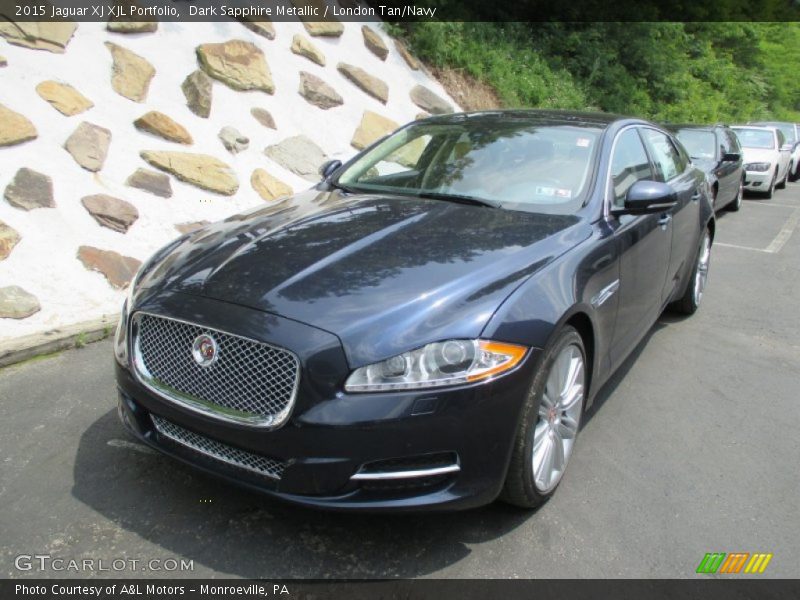 Dark Sapphire Metallic / London Tan/Navy 2015 Jaguar XJ XJL Portfolio