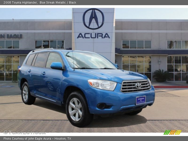 Blue Streak Metallic / Black 2008 Toyota Highlander