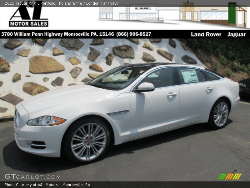 Polaris White / London Tan/Navy 2015 Jaguar XJ XJL Portfolio