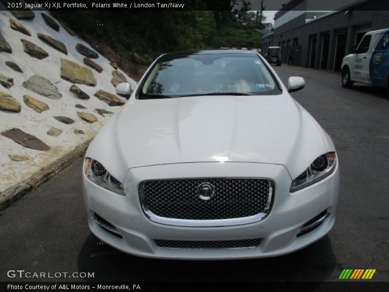 Polaris White / London Tan/Navy 2015 Jaguar XJ XJL Portfolio