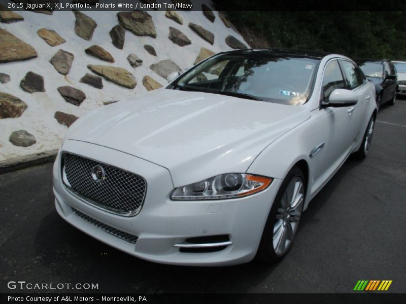 Polaris White / London Tan/Navy 2015 Jaguar XJ XJL Portfolio