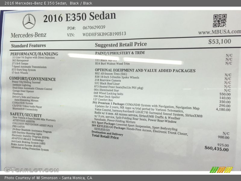 Black / Black 2016 Mercedes-Benz E 350 Sedan