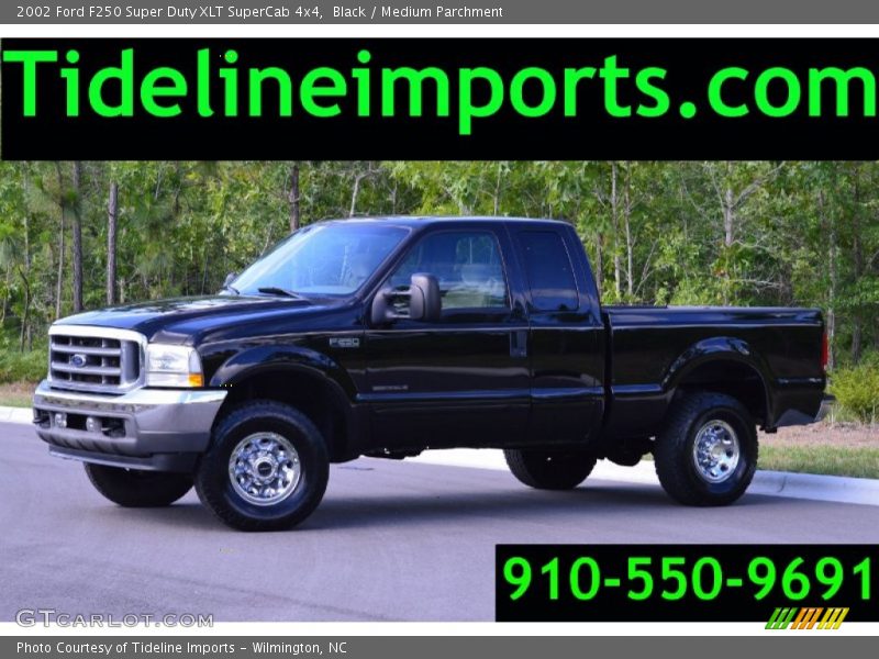 Black / Medium Parchment 2002 Ford F250 Super Duty XLT SuperCab 4x4