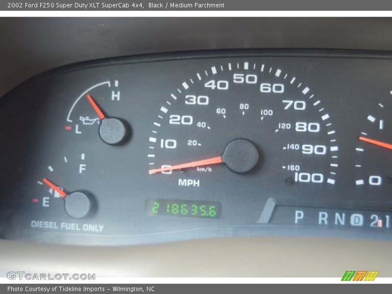 Black / Medium Parchment 2002 Ford F250 Super Duty XLT SuperCab 4x4