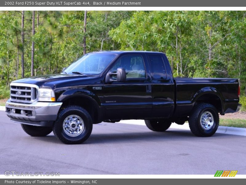 Black / Medium Parchment 2002 Ford F250 Super Duty XLT SuperCab 4x4
