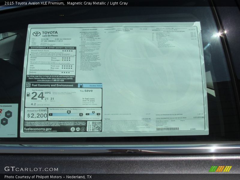 Magnetic Gray Metallic / Light Gray 2015 Toyota Avalon XLE Premium