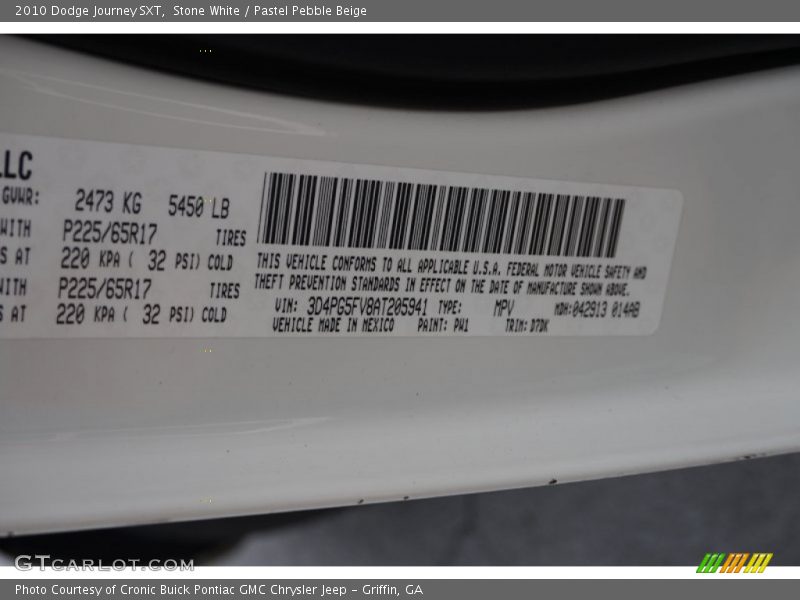 Stone White / Pastel Pebble Beige 2010 Dodge Journey SXT