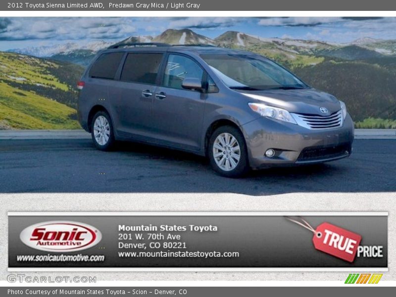 Predawn Gray Mica / Light Gray 2012 Toyota Sienna Limited AWD